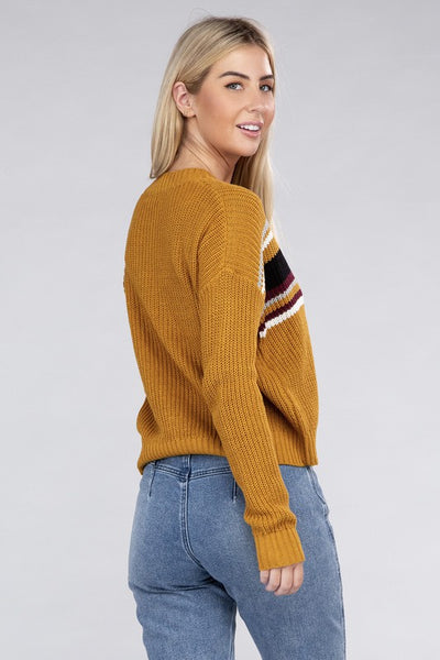 Striped Pullover Crew Neck Sweater