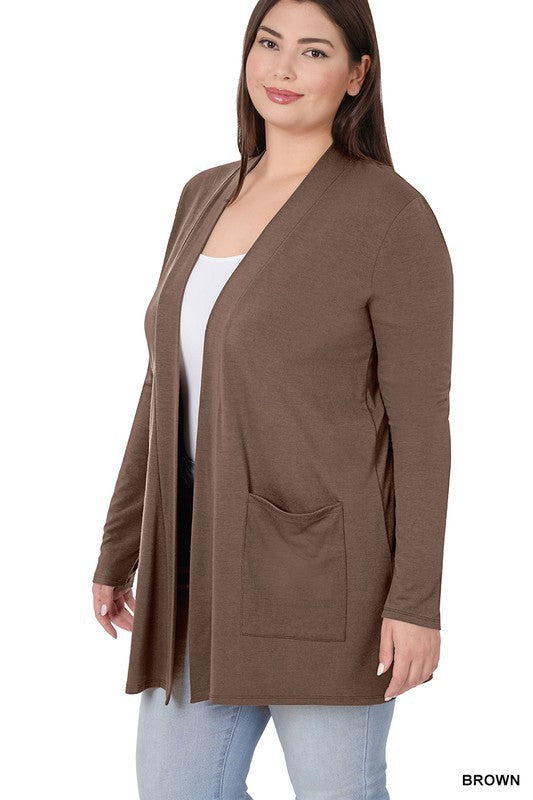 Plus Slouchy Pocket Open Cardigan **Sale**