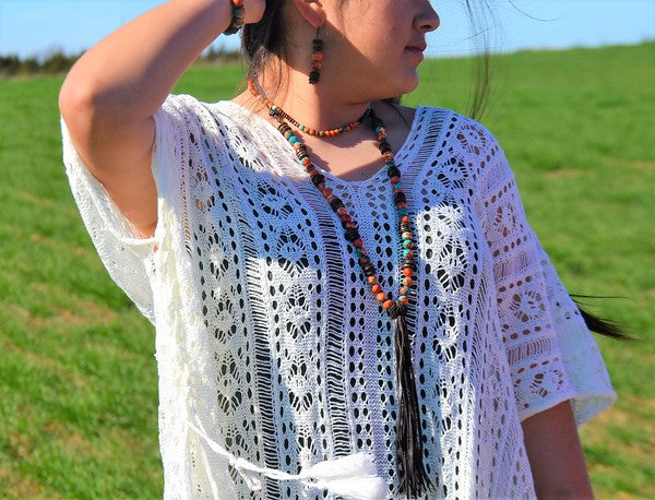 Multi Colored Turquoise Necklace with Wood