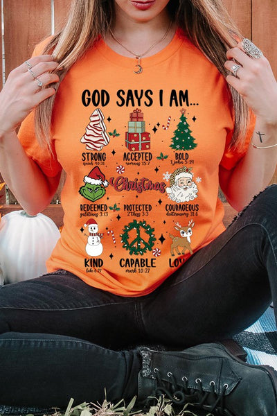 God Says I am Graphic Tee SHORT SLEEVE **20 Different Colors**