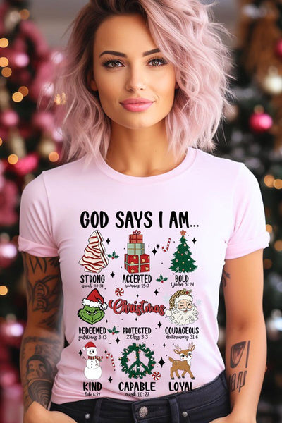 God Says I am Graphic Tee SHORT SLEEVE **20 Different Colors**