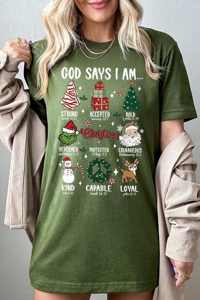 God Says I am Graphic Tee SHORT SLEEVE **20 Different Colors**