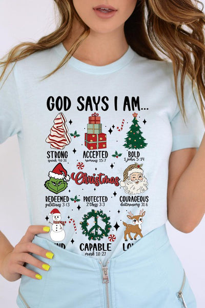 God Says I am Graphic Tee SHORT SLEEVE **20 Different Colors**