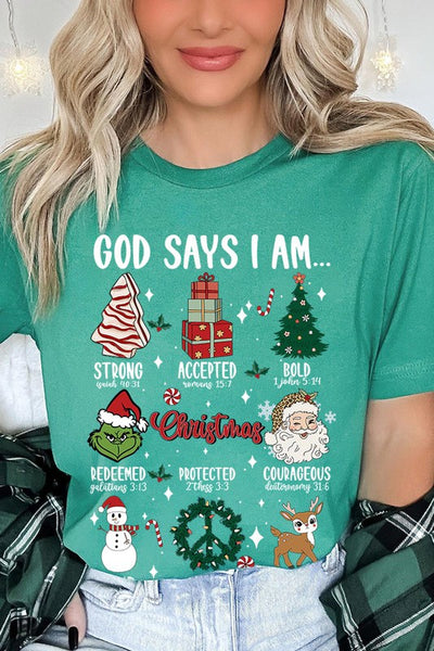 God Says I am Graphic Tee SHORT SLEEVE **20 Different Colors**