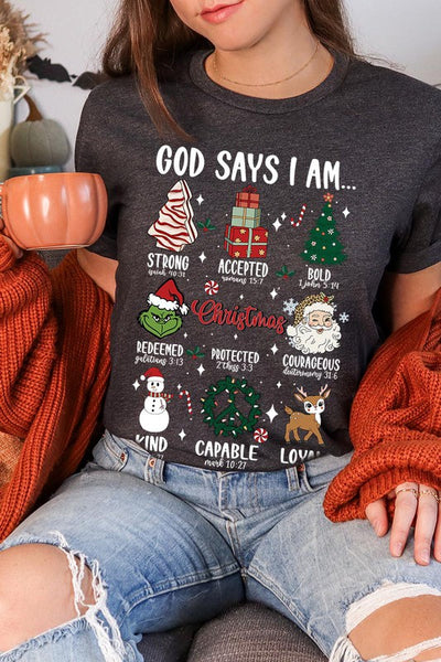 God Says I am Graphic Tee SHORT SLEEVE **20 Different Colors**