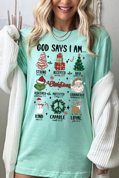 God Says I am Graphic Tee SHORT SLEEVE **20 Different Colors**