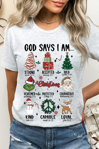 God Says I am Graphic Tee SHORT SLEEVE **20 Different Colors**