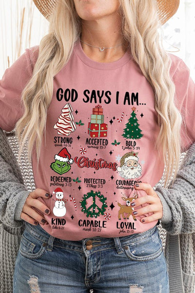 God Says I am Graphic Tee SHORT SLEEVE **20 Different Colors**