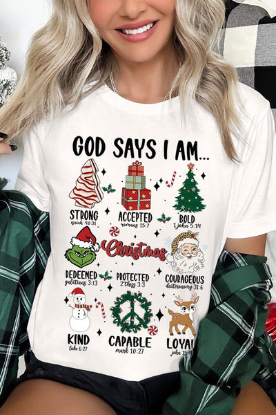 God Says I am Graphic Tee SHORT SLEEVE **20 Different Colors**