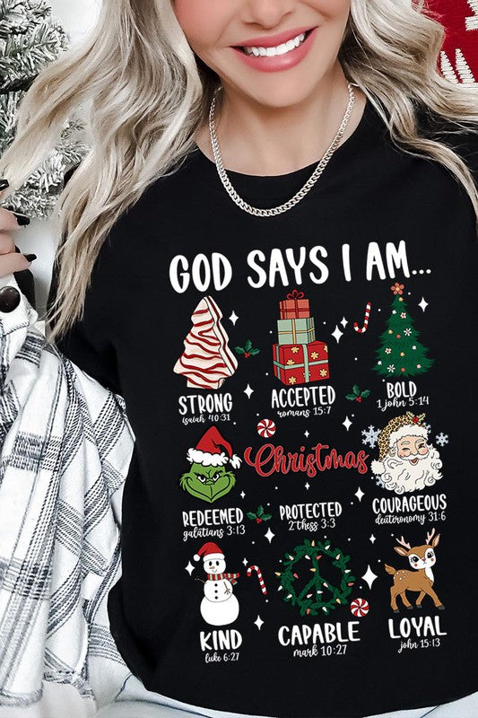 God Says I am Graphic Tee SHORT SLEEVE **20 Different Colors**