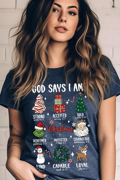God Says I am Graphic Tee SHORT SLEEVE **20 Different Colors**