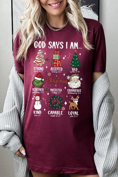 God Says I am Graphic Tee SHORT SLEEVE **20 Different Colors**