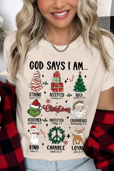 God Says I am Graphic Tee SHORT SLEEVE **20 Different Colors**