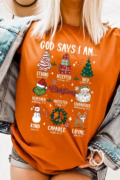God Says I am Graphic Tee SHORT SLEEVE **20 Different Colors**