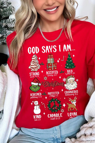 God Says I am Graphic Tee SHORT SLEEVE **20 Different Colors**