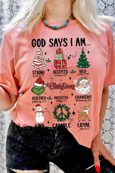 God Says I am Graphic Tee SHORT SLEEVE **20 Different Colors**