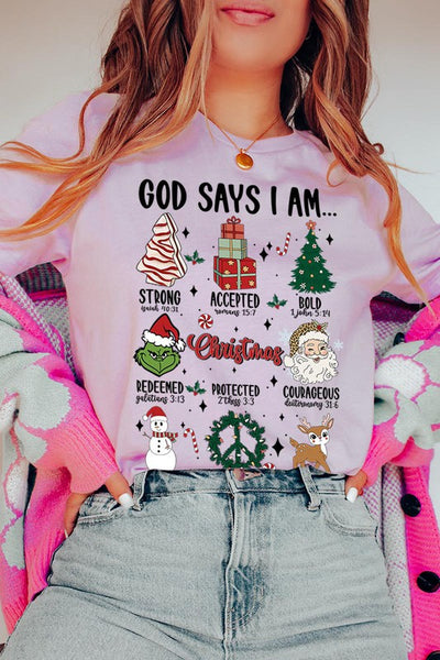 God Says I am Graphic Tee SHORT SLEEVE **20 Different Colors**
