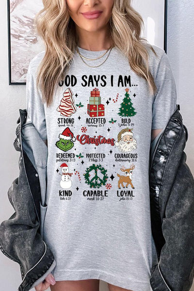 God Says I am Graphic Tee SHORT SLEEVE **20 Different Colors**