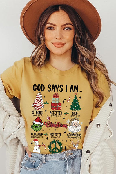 God Says I am Graphic Tee SHORT SLEEVE **20 Different Colors**