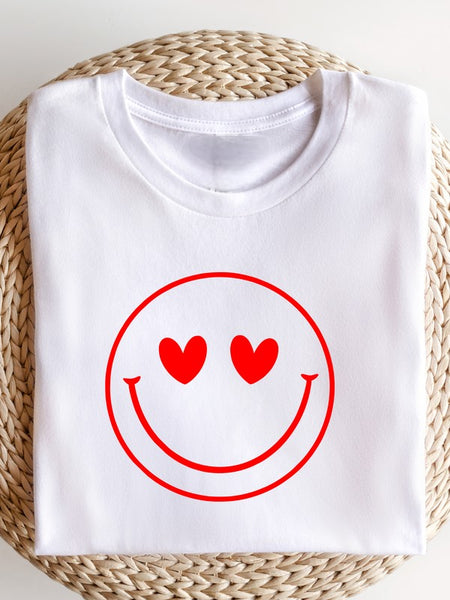 Smiley Face Heart Eyes Cozy Bella Canvas Tee **PLUS**