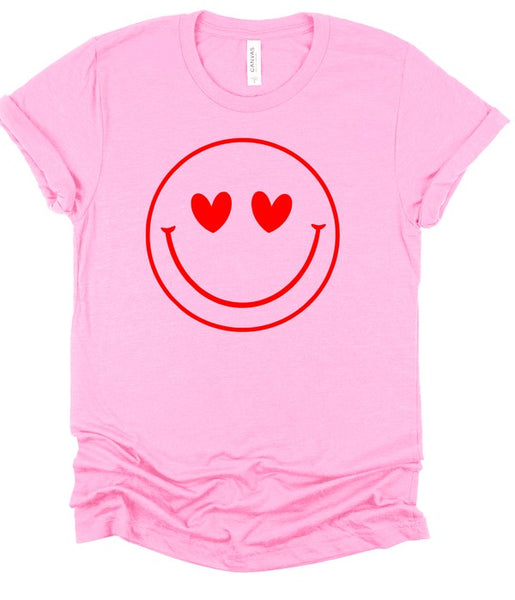 Smiley Face Heart Eyes Cozy Bella Canvas Tee **PLUS**