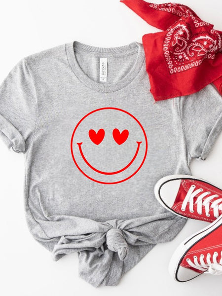 Smiley Face Heart Eyes Cozy Bella Canvas Tee **PLUS**