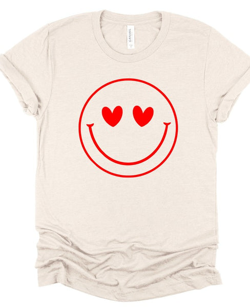 Smiley Face Heart Eyes Cozy Bella Canvas Tee **PLUS**