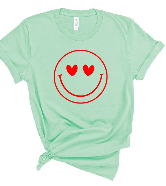 Smiley Face Heart Eyes Cozy Bella Canvas Tee