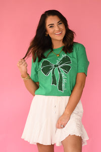 Just Blessed not Lucky Bow Graphic Tee