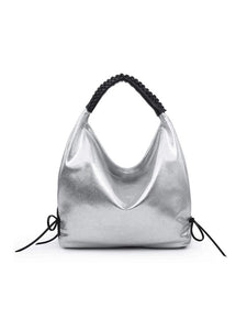 Women hobo bag metallic silver