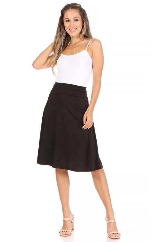 Solid, A-line pull on skirt