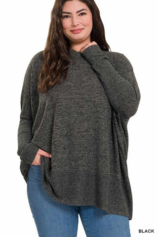 Plus Brushed Melange Hacci Oversized Sweater **on sale**