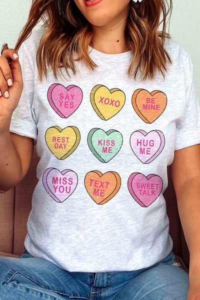 VALENTINES CANDY HEARTS GRAPHIC TEE