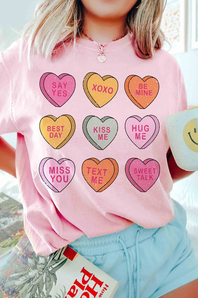 VALENTINES CANDY HEARTS GRAPHIC TEE