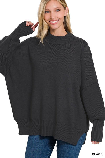 SIDE SLIT OVERSIZED SWEATER