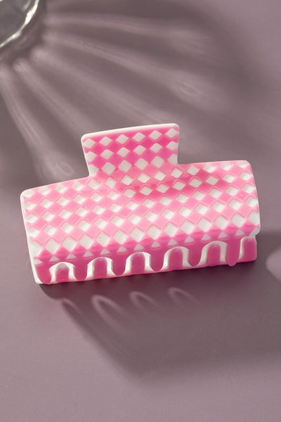 Checker pattern rectangle hair claw clip **4 Colors**