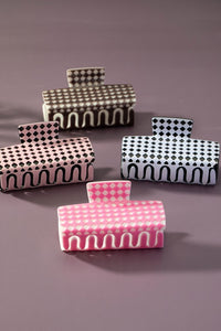 Checker pattern rectangle hair claw clip **4 Colors**