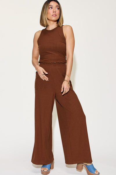 Ribbed Tank and Wide Leg Pants Set **Reduced**