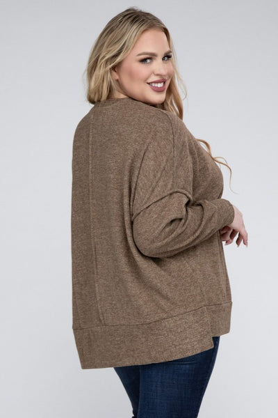 Plus Brushed Melange Drop Shoulder Sweater