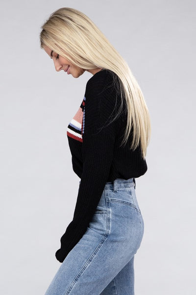 Striped Pullover Crew Neck Sweater