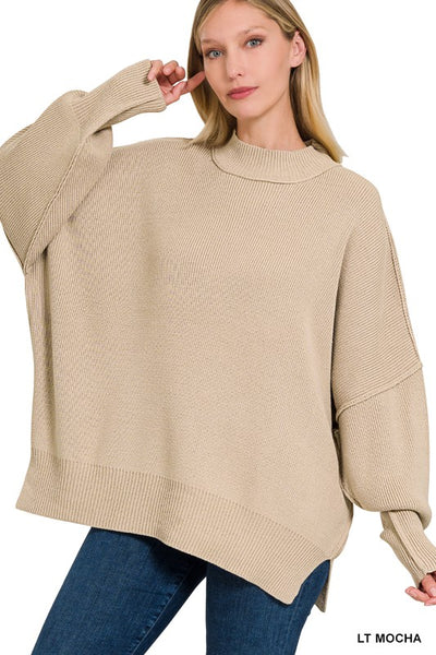 Side Slit Oversized Sweater **on sale**