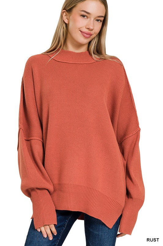 Side Slit Oversized Sweater **on sale**