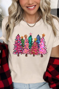 Multi Christmas Tree Graphic Tee Unisex Short Sleeve