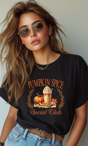 Pumpkin Spice Social Club Graphic Tee-Plus Size