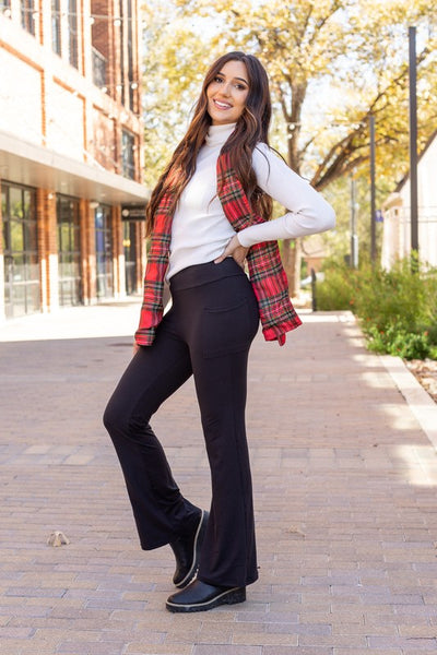 The Vanessa - 30 in Inseam Black Bootcut Leggings