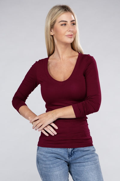 Essential V-Neck Long Sleeve T-Shirt  **7 Colors**