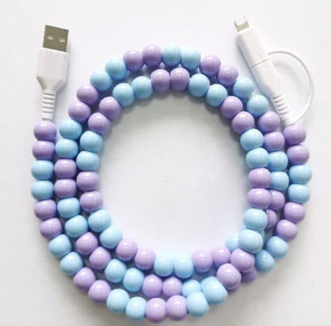 Purple Combo Beaded Cell Phone Charger