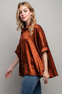 LIGHT SATIN PRINT BUTTON DOWN SHIRT **3 Different Colors**