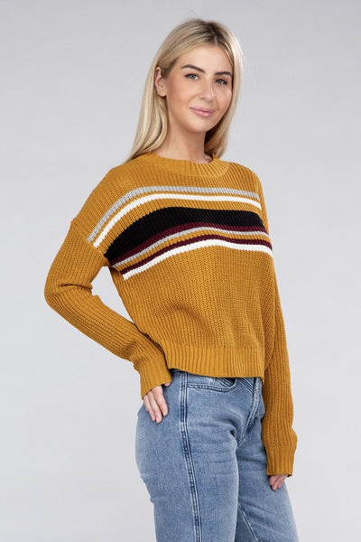 Striped Pullover Crew Neck Sweater