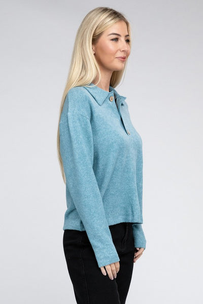 Brushed Melange Hacci Collared Sweater **5 colors**